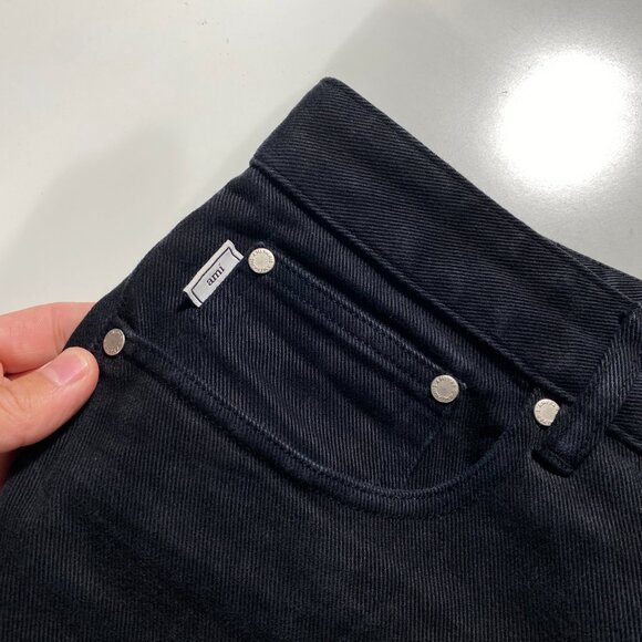 AMI Paris Heavyweight Slim Fit Straight Leg Button-Fly Jeans black mens 33x31 - Picture 3 of 11